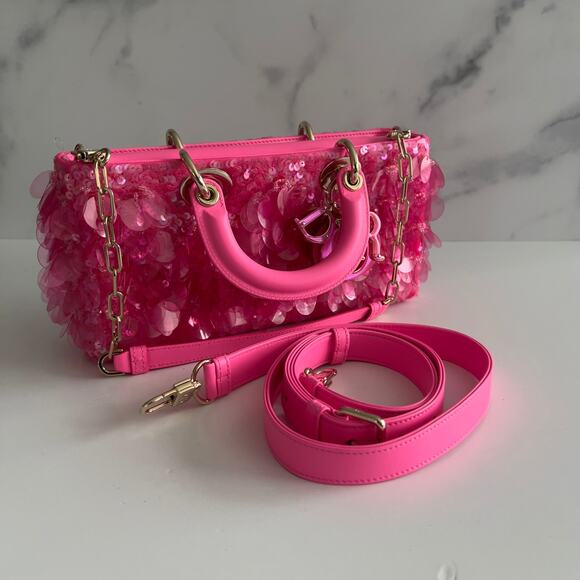 Dior Barbie Pink Sequin D-joy Bag Small Size - Picture 10 of 13